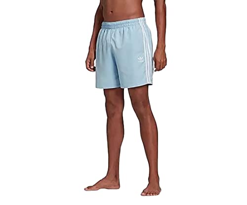 adidas Originals Men's 3-Stripes Swim Shorts Clear Sky Large