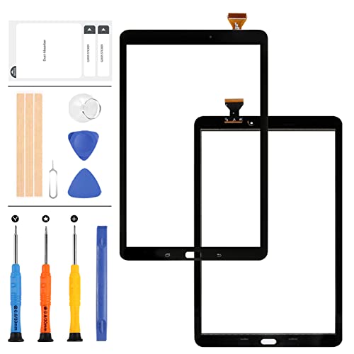 Touchscreen-Digitizer für Samsung Galaxy Tab E 9.6 SM-T560 SM-T561 T560 T561 Touchscreen-Digitizer-Glaslinsen-Set, inklusive Kleber und Werkzeug (nicht LCD) (schwarz)