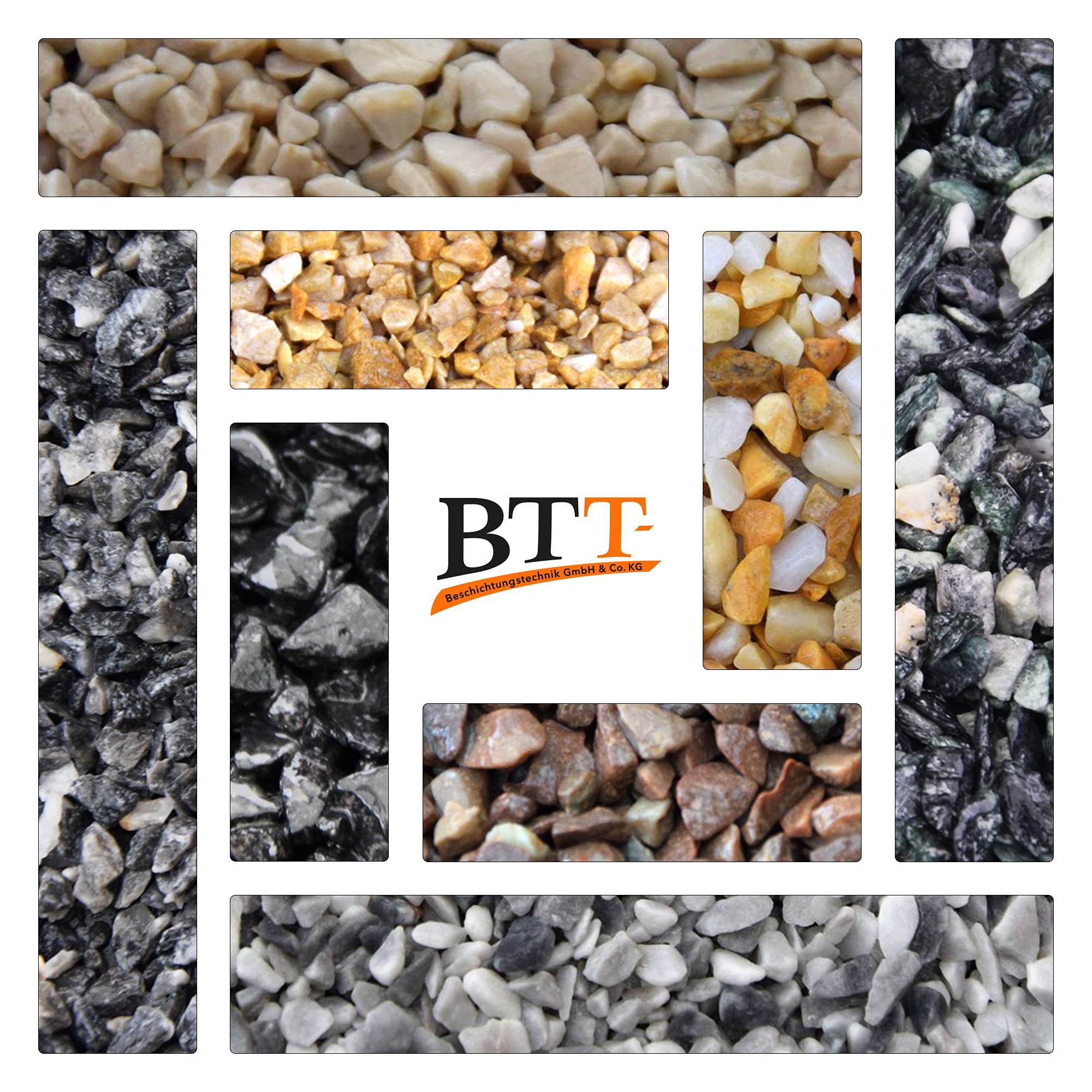 BTT-ST Steinteppich aus Marmorkies Grigio Carnico und Epoxidharz Bindemittel für 2,4m² Marmorstein Marmorkiesel Steinboden Bodenbeschichtung