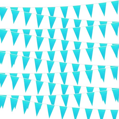30 m blaue Wimpelkette zum Aufhängen, dreieckige Wimpelkette, solide, blaue Blanko-Banner, Flaggen für große Eröffnung, Geburtstagsfeier, Festival, Feier, 60 Stück (blau)