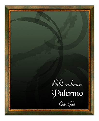 BIRAPA Bilderrahmen Palermo 50x75 cm in Grün Gold aus Massivholz mit Antireflex-Kunstglas