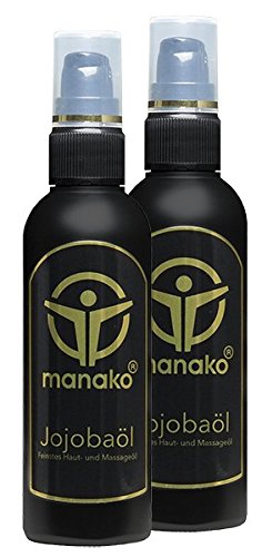 manako Jojobaöl (Hautöl/ Massageöl), 2 x 100 ml Kosmetikflasche (2 x 0,1 l)
