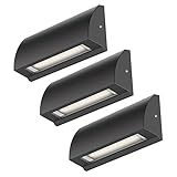 ledscom.de LED Strahler Segin Treppenlicht für innen und außen, flach, Aufbau, schwarz, warm-weiß, 190lm, 3 STK.