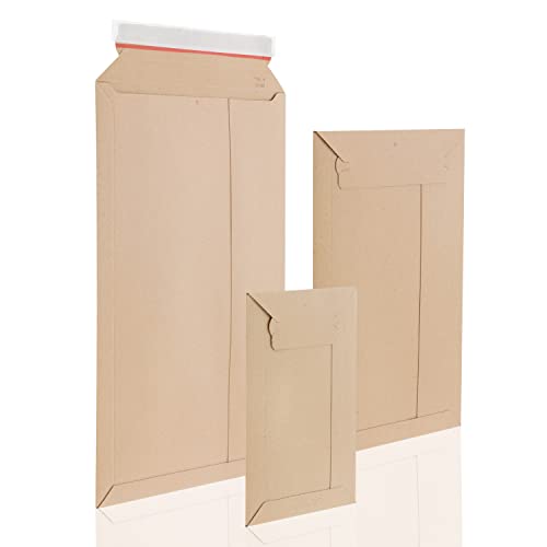 WPTrading - 25 Stück Vollpappe Versandtaschen DIN A4 250 x 353 mm (TP335) selbstklebend in Braun - Pappe Versandtasche aus Karton für Büchersendung reißfest - Warensendung Versand Verpackung für Bücher