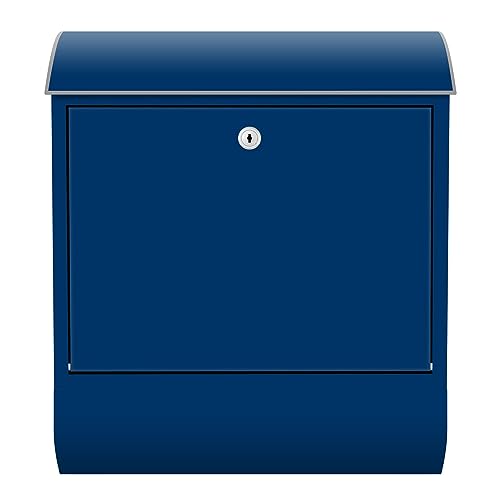 Arcondo Design Briefkasten mit Motiv und Zeitungsfach Unifarbe Preußischblau