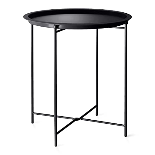 CKB Ltd Bistro-Tisch für den Außenbereich aus Stahl, zusammenklappbar, Beine und abnehmbares Tablett oben, matt anthrazit, pulverbeschichteter Stahl, Einzeltisch für den Garten (schwarz)