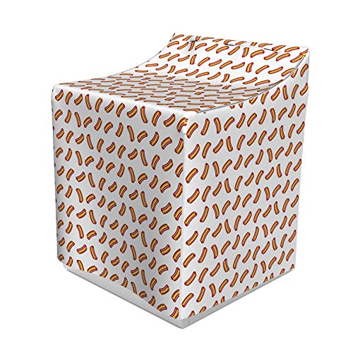 ABAKUHAUS Hotdog Waschmaschienen und Trockner, Einfach Hot Dog Food Piktogramm Brötchen und Wurst, Bezug Dekorativ aus Stoff, 70x75x100 cm, Orange Burgund