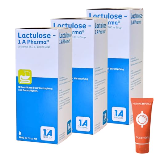 Lactulose 1A 3 x 1000 ml Sirup Abführmittel bei Verstopfung I Darmregulierung I Abfuehrmittel I Sparset mit give-away von Pharma Perle