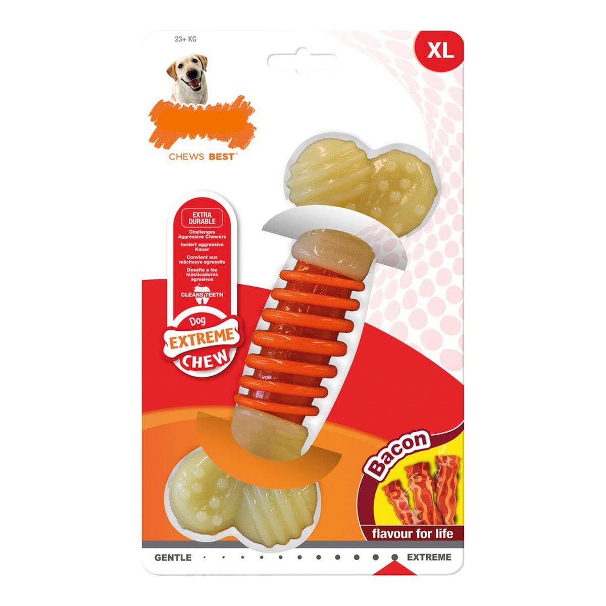 (2 Pack) Nylabone Power Chew Durable Dog Toy Bacon Flavor Large/Giant