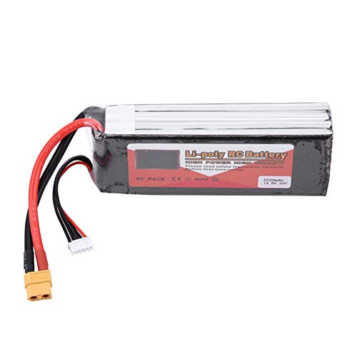 LiPo-Akku, lange Lebensdauer LiPo-Akku 14,8 V für RC-Liebhaber, für Quadcopter, für RC-Flugzeuge, RC-Hubschrauber, Drohnen(Gold, 14.8V 5500mAh 60C XT60 Stecker)