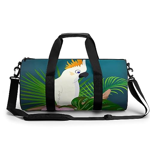Sporttasche Weißer Papagei Reisetasche Weekender Schwimmtasche Gym Bag Trainingstasche Für Herren Damen 45x23x23cm