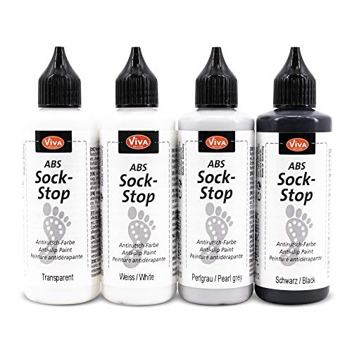 Viva Decor ABS Sock Stop Set (4 x 82 ml, Black is Beautyful) Stopper für Socken - Anti Rutsch Noppen für Socken - Socken Stopp - Antirutsch für Socken - ABS Farbe - Made in Germany