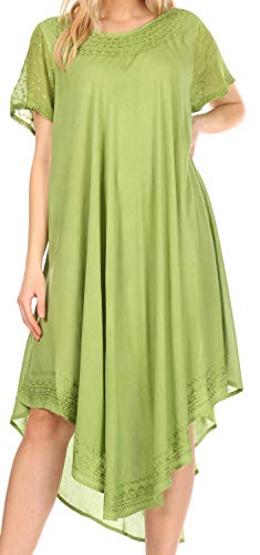 Sakkas 00931 Everyday Essentials Cap Sleeve Kaftan Kleid/Cover Up - Lime Green - Eine Größe
