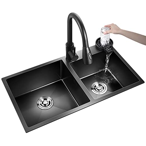 Yfmykj Küchenspüle Doppelschüssel Workstation Mit Auszugshahn, Druckbecher Waschmaschine Küchenspüle/B/72 * 40Cm
