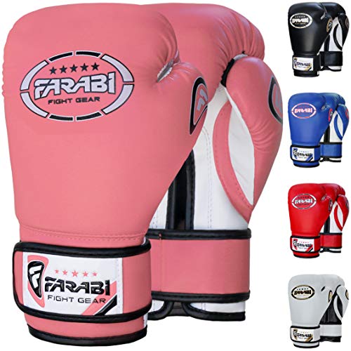 Farabi Sports 4 oz 6 oz 8 oz Boxhandschuhe Kinder Box Handschuhe MMA Muay Thai Kickboxen Sparring Boxsack Training Kinder Boxhandschuhe (Pink, 6-oz)