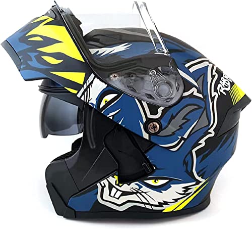 Klapphelm Motorradhelm Integrierter Bluetooth-Helm DOT/ECE Genehmigt Motorrad Full Face Helm Rollerhelm Doppelspiegel Sturzhelm für Damen Herren,für Automatische Reaktion (Color : K, Size : L=59-60c