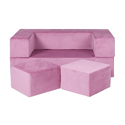 MEOWBABY® Kinder-Sofa Couch Kinderpolstermöbel Ausstattung Möbelset Stoffsofa Samt Miniaturgröße, Standard, Samt, Rosa