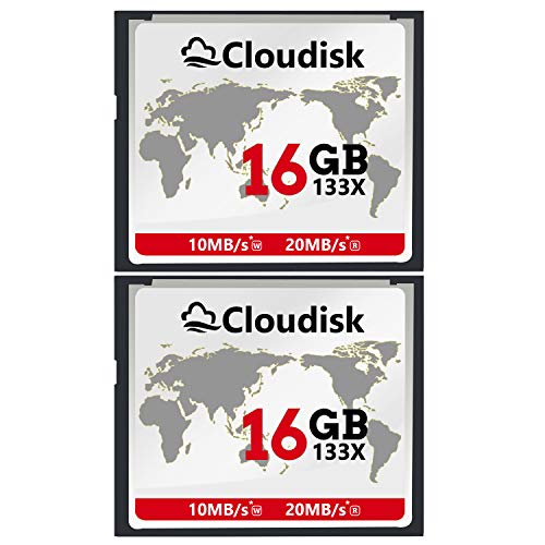 Cloudisk 2X CF-Karte 16 GB Compact Flash-Speicherkarte Leistung für Vintage Digitalkamera (2PACK 16GB 133X)