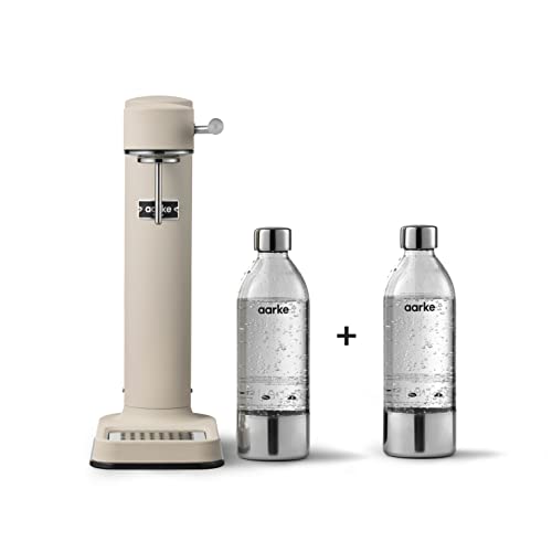 Aarke Carbonator 3, Wassersprudler aus Edelstahl mit 2 x BPA-frei Flaschen, Sand Finish