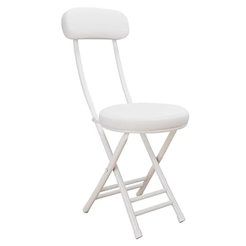 zxhrybh Klappstuhl, Runder Klappstuhl mit Rückenlehne, Gepolsterter Klappstuhl für Camping, Faltbarer Stuhl für Party, Büro, Esszimmer (Color : White)