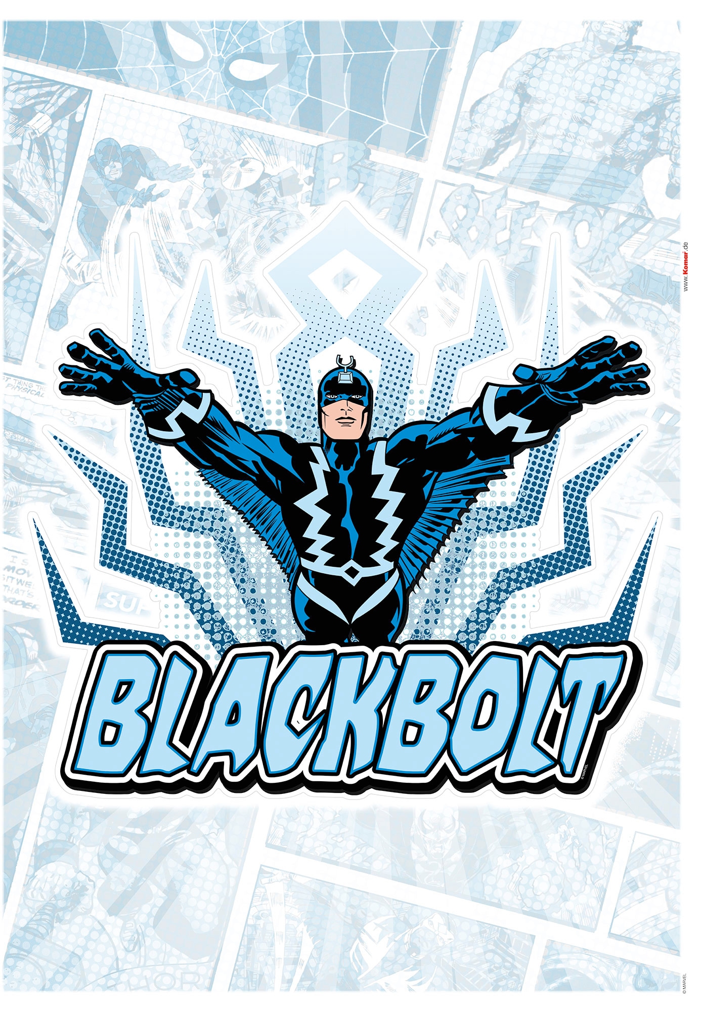 Komar Marvel Wandtattoo Blackbolt Comic Classic - 50 x 70 cm (Breite x Höhe) - 1 Teile - Deco-Sticker, Wandaufkleber, Wandsticker, Wanddeko, Kinderzimmer - 14082h