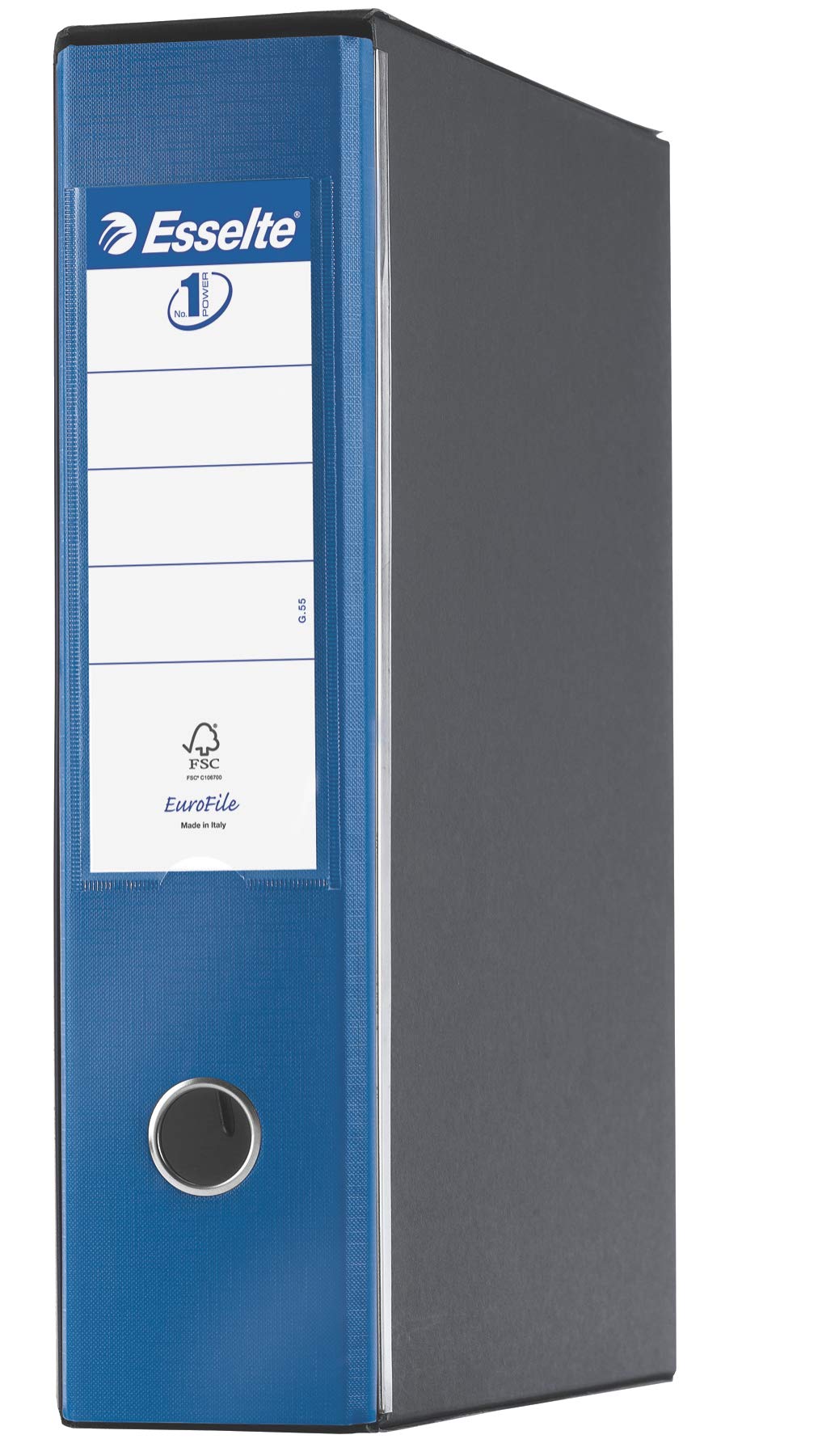 Esselte Eurofile Ordner mit Hebelmechanik und Hülle, Protokoll-Format, Karton mit Kunststoffbeschichtung Dorso 8 cm Metallic-Blau