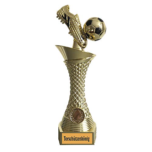 Larius Group Fußball Pokal mit Wunschtext Extra Groß (270mm, 430gr.) mit/ohne Wunschgravur, Trophäe Ehrenpreis Goldener Schuh 1 Platz (Torschützenkönig)