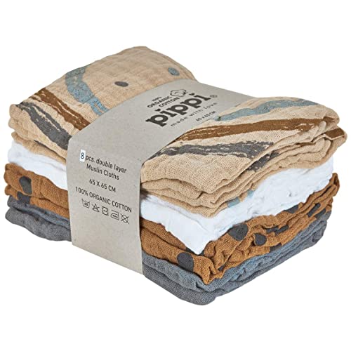 Pippi Unisex-Baby Organic cloth Muslin Handkerchief, Sandshell, 65x65
