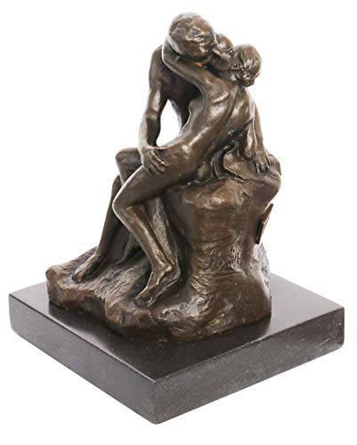 aubaho Bronzeskulptur der Kuss nach Rodin Liebespaar Bronze Skulptur 14cm Replik Kopie