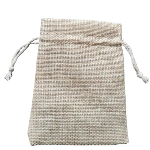 Jutesäckchen 100Pcs/Lot Vintage Natural Jute Gift Pouches Linen Burlap Drawstring Bags Jewelry Packing Pouches Sachet Christmas Party Bags Kleine Stoffbeutel für Schmuck, Geschenk, Obst, Te (Color :