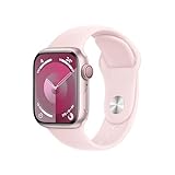 Apple Watch Series 9 (GPS + Cellular, 41 mm) Smartwatch mit Aluminiumgehäuse in Pink und Sportarmband M/L in Hellrosa. Fitnesstracker, Blutsauerstoff und EKG Apps, Always-On Retina Display