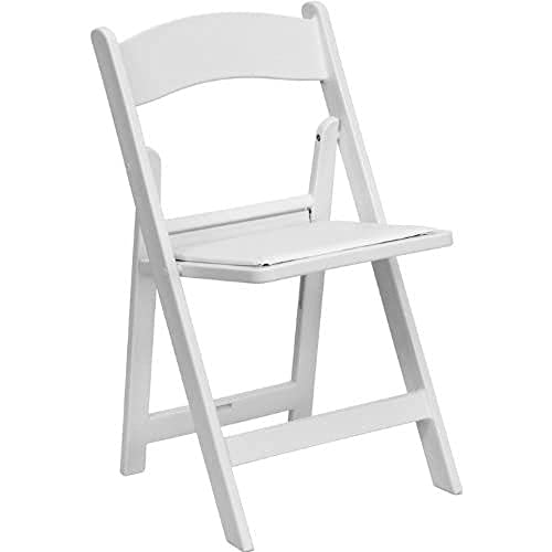 Flash Furniture 4 Pk. Hercules Series 1000 lb. Capacity White Resin Folding Chair with Slatted Seat, 4-LE-L-1-WH-SLAT-GG