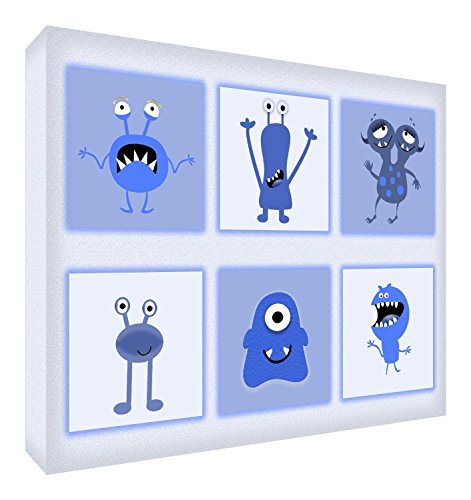 Feel Good Art MONSTERS2436-04ES Kunstdruck auf Leinwand, Motiv „Amistous Monsters“, 91 x 60 x 4 cm, Blau