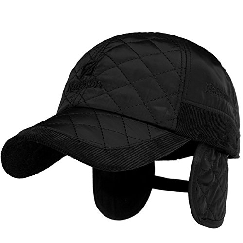 Sporty Baseballcap mit Ohrenklappen Wasserdicht Kappe Cord Golf Cap Mütze Schirmmütze Ohrenschutz Ohrenschützer Basecap Wintercap Wintermütze (schwarz)