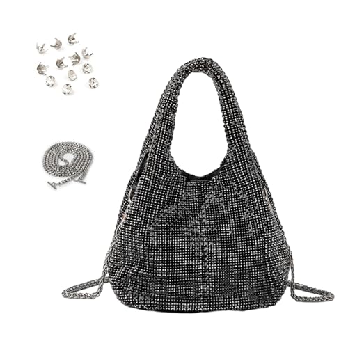 Damen-Handtasche mit Strasssteinen, kleine Clutch, mit glitzernden Kristallen, Schultertasche für Hochzeit, Party, BK, 5.91x5.91x5.91in