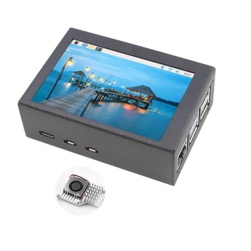 8,9 cm (3,5 Zoll) Touchscreen, TFT-LCD-resistiv für Raspberry Pi 5, Aluminium, mit Kühlkörpern, 5 fps Monitor, LCD-Display für Pi 5 (nicht im Lieferumfang enthalten) (5 Rahmen Display + Gehäuse +