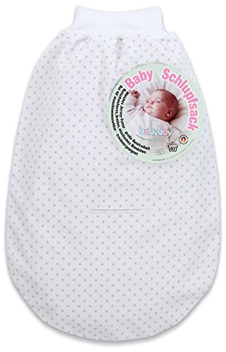 babybay Schlupfsack Organic Cotton mit Gurtschlitz, weiß Punkte perlgrau