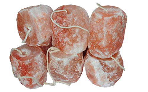 AMKA Himalaya Leckstein Salzleckstein Mineralleckstein, ca. 1,5 bis 2 kg pro Stück mit Kordel, 6er Set