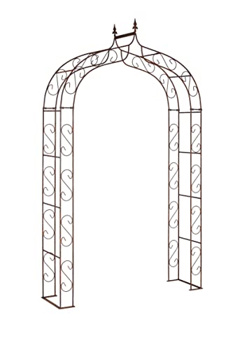terracotta24 Rosenbogen aus Metall stabil mit Spitze, aus Vollmaterial mit Edelrost, Rankgitter Breite 140cm Höhe 245cm