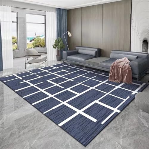AU-OZNER Wohnzimmer deko modern Blauer Teppich, einfach zu verlegender, hochwertiger, moderner Anti-Milben-Teppichteppischsclafzimmer,Blau,50x80cm