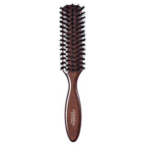 Plisson - Haarbürste für Männer – traditionelle Flachbürste, Naturholz, 100 % reine Wildschweinborsten – hergestellt in Frankreich