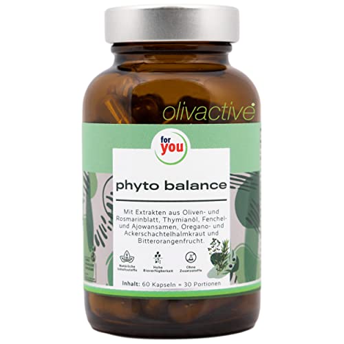 phyto balance | Darm-Support Anti-Candida mit Olivenblatt Extrakt und einer Kombination von wertvollen Pflanzenextrakten für den Magen-Darm-Trakt | 60 Kapseln