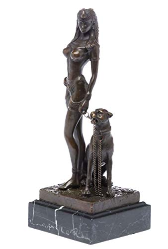 aubaho Bronze Kleopatra Panther Erotik Bronzeskulptur Ägypten Cleopatra Sculpture