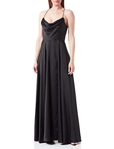 Vera Mont Damen Abendkleid mit Wasserfallausschnitt Schwarz,42