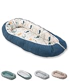 ULLENBOOM Babynest - 100% OEKO-TEX Materialien & Made in EU, Blau Wale - Babynestchen Neugeborene aus kuscheliger Baumwolle, Ideal als Reisebett & Kuschelnest geeignet