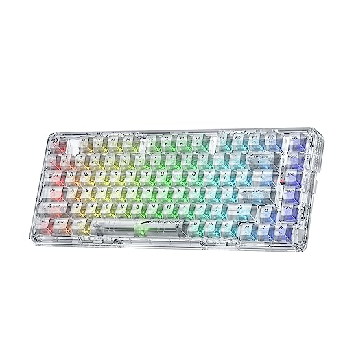 Redragon K649 Mechanische Tastatur, RGB, 2.4GHz/BT/Kabelgebunden, Transparente Schalter, Transparentes Weiß