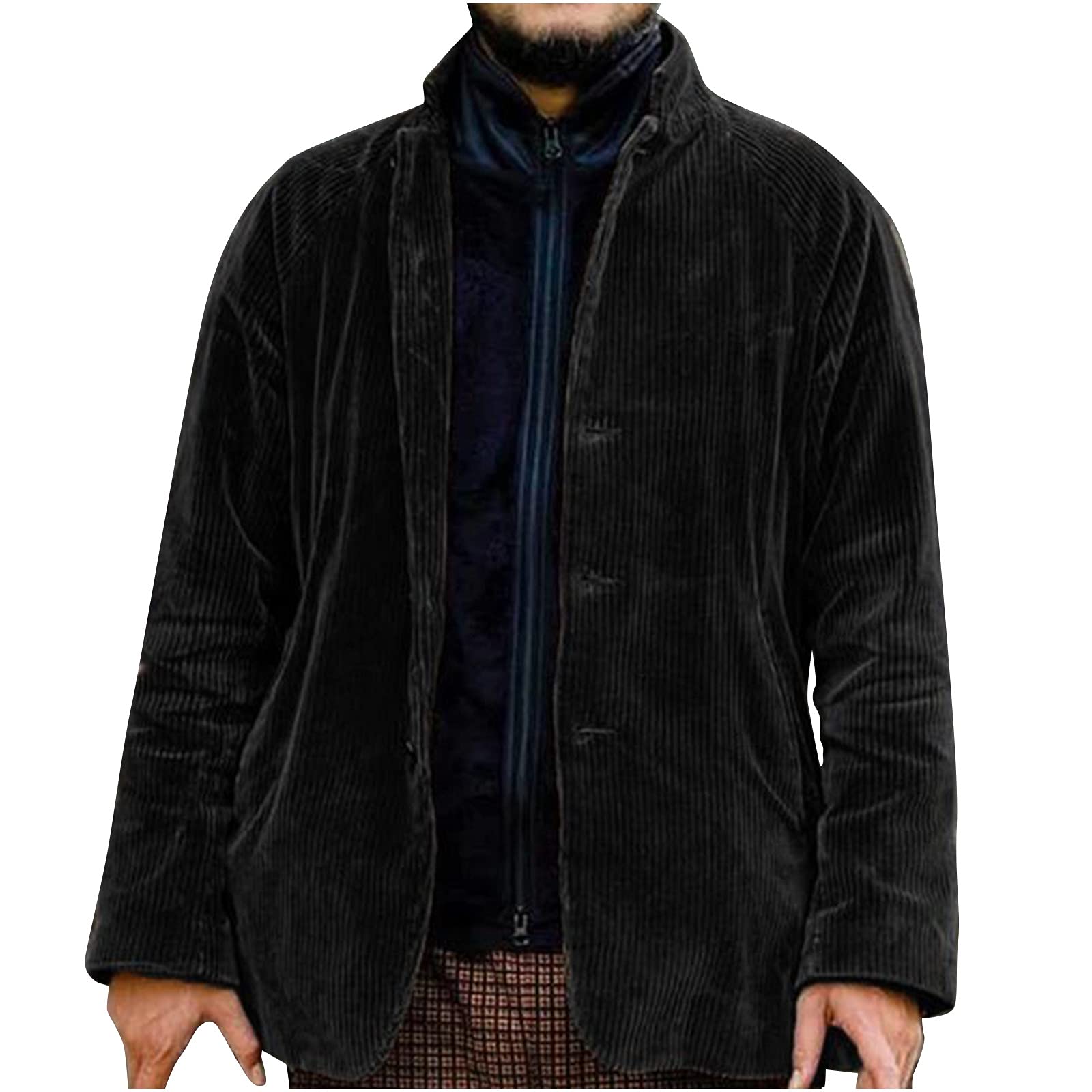 routinfly Cordjacke Herren Vintage Trenchcoat - Herbst Winterjacke Braun Mode Trend Top Jeansjacke