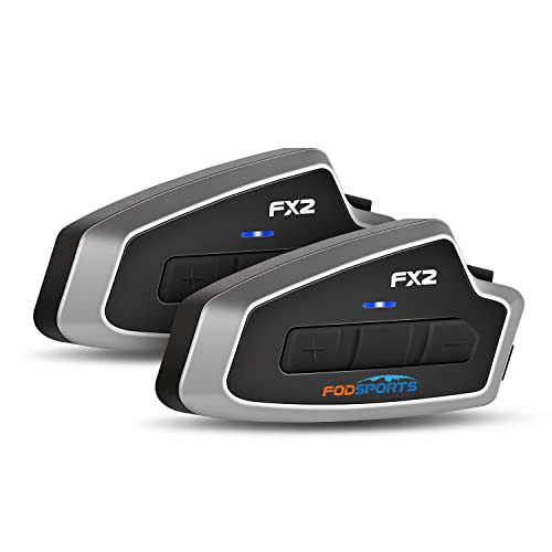 FODSPORTS FX2 Motorrad Intercom, Motorrad Bluetooth Headset bis zu 1000M zwischen 3 Personen, Helm Kommunikationssystem mit Freisprecheinrichtung, Geräuschunterdrückung, FM,Wasserdicht (2 Packungen)