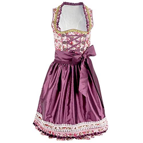 Damen Dirndl Kleid Dirndlkleid Trachtenkleid traditionell Midi Tilda lila 36