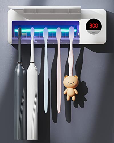 DSHOW UV-Zahnbürste für Badezimmer-Zahnbürste, Wandmontage, Sterilisator, Aufladung 2000 mAh, Stoppuhrfunktion, Organizer für Zahnbürste (weiß)